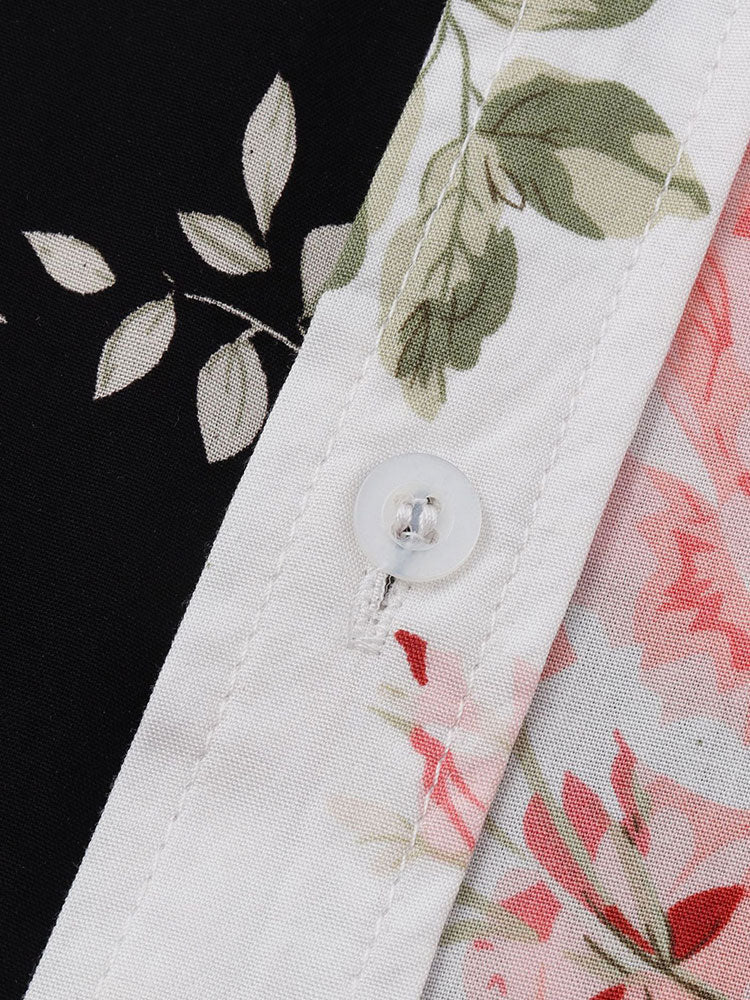 Twee Kleurige Bloemenprint Shirt & Zwemshorts