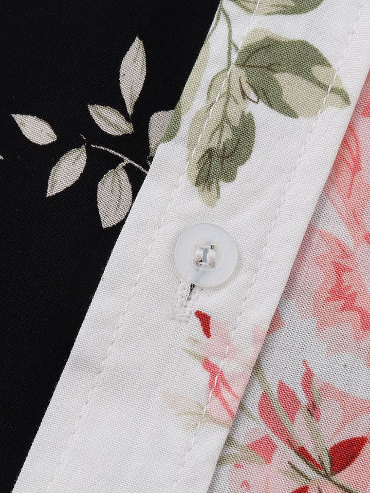 Twee Kleurige Bloemenprint Shirt & Zwemshorts
