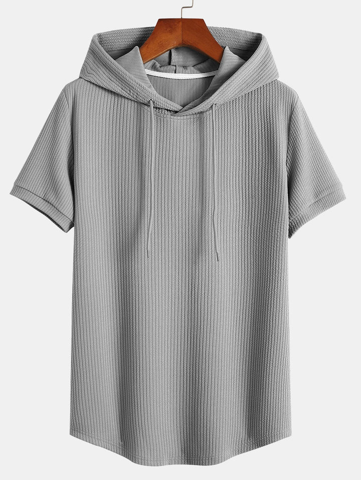 Muscle Fit Geribbelde Hoodie T-Shirt