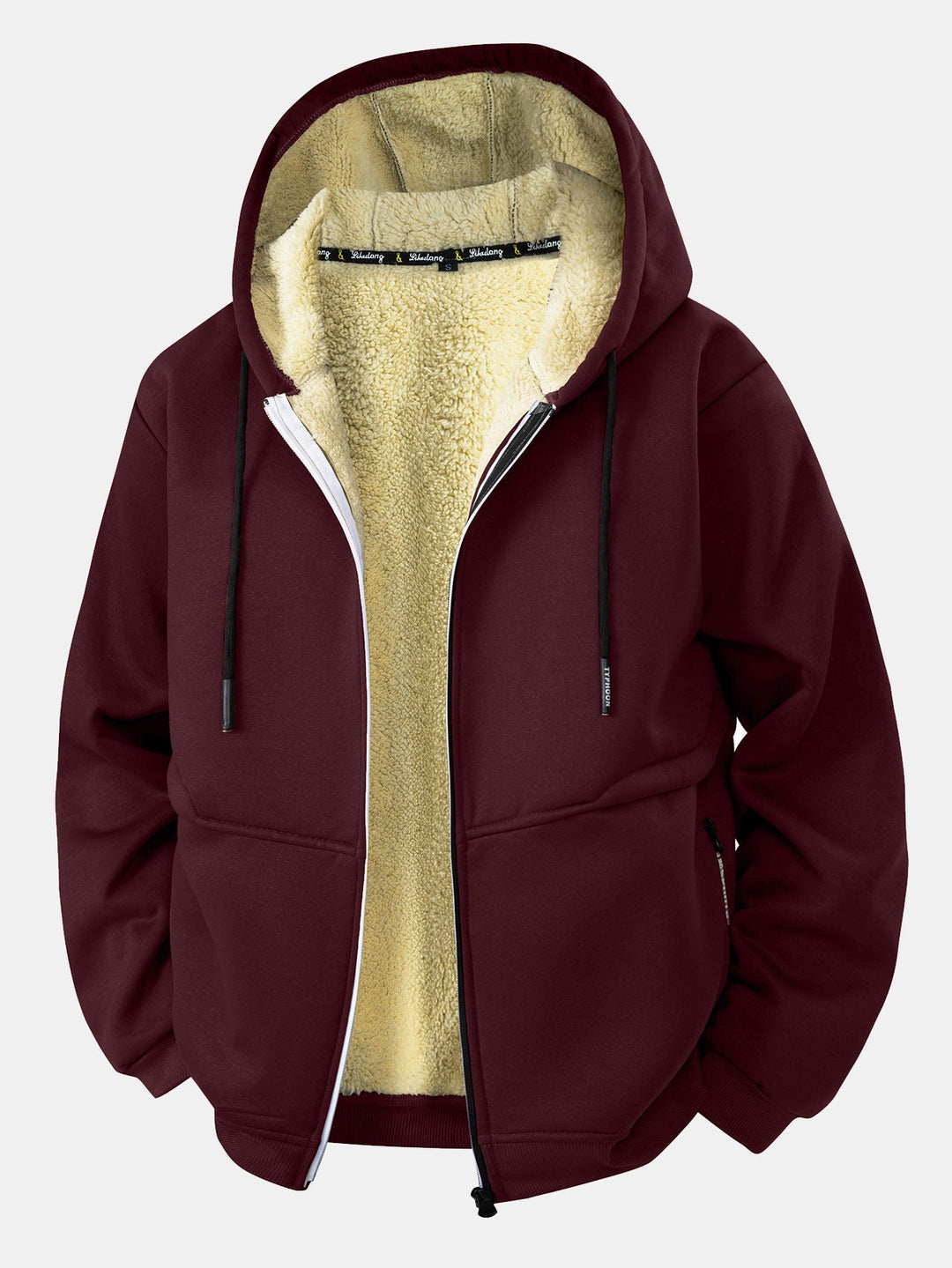 Teddy-lined zipper hoodie