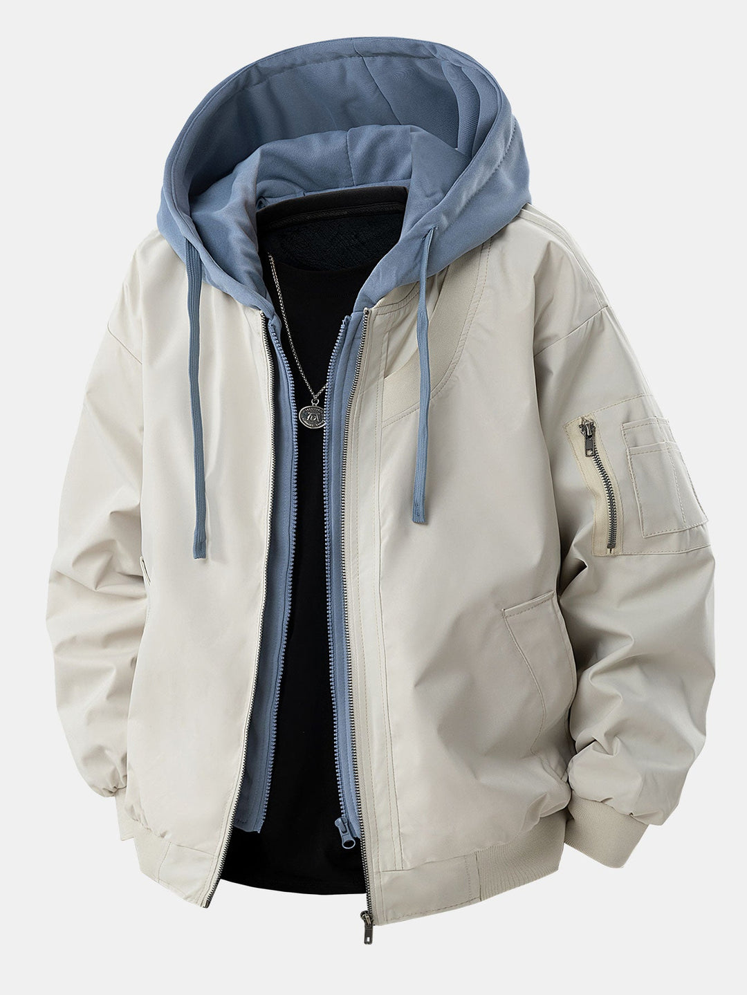 Quilted Bomber Jacket with Hood