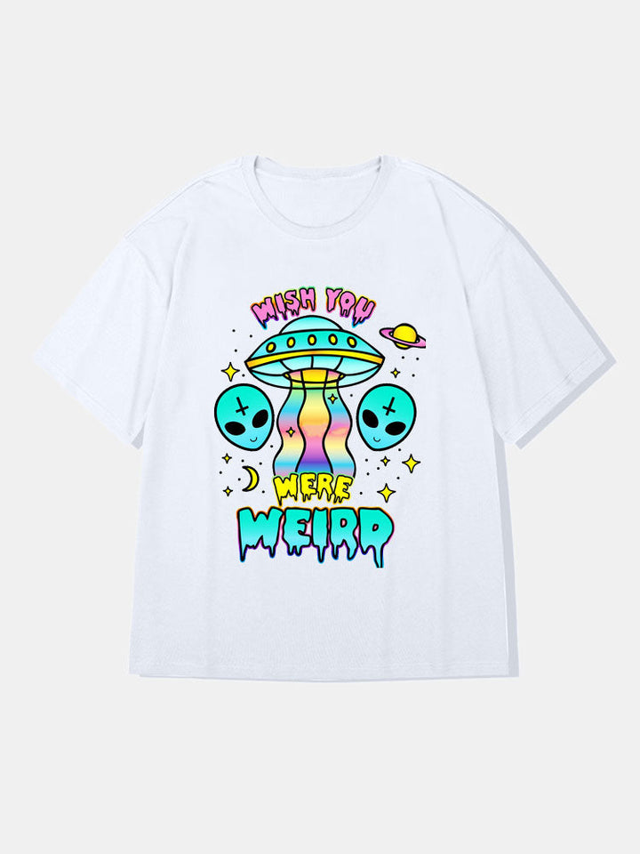 Grappige Alien Grafische Katoenen T-Shirts