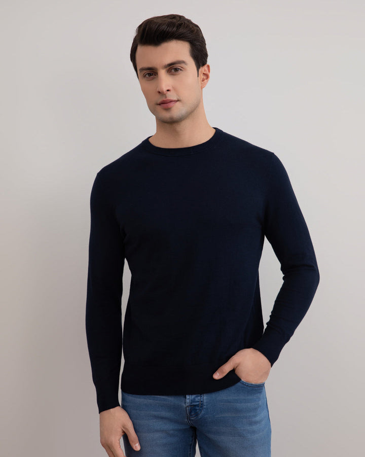 Navy Lightweight Sweater with Crew Neck