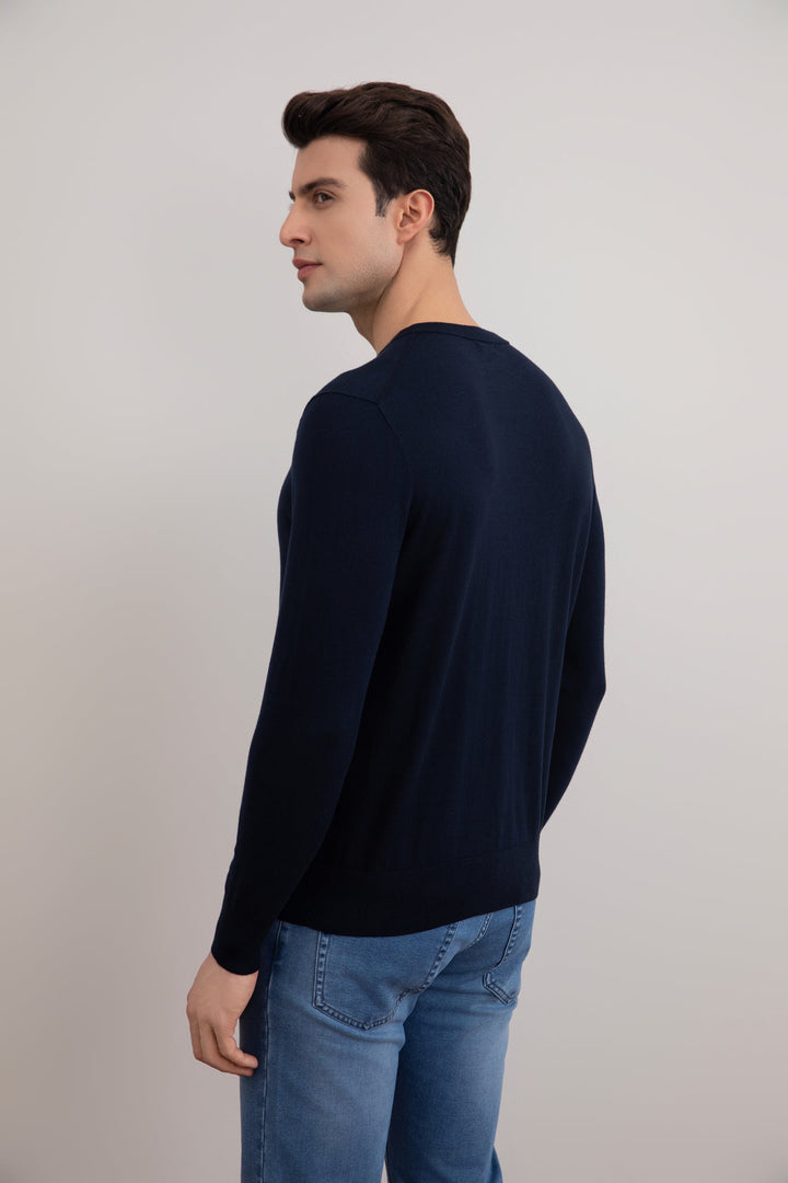 Navy Lightweight Sweater with Crew Neck