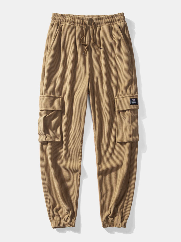 Geruite patroon oplosbare beerprint relax fit sweatshirt & trekkoord corduroy cargo jogger broek