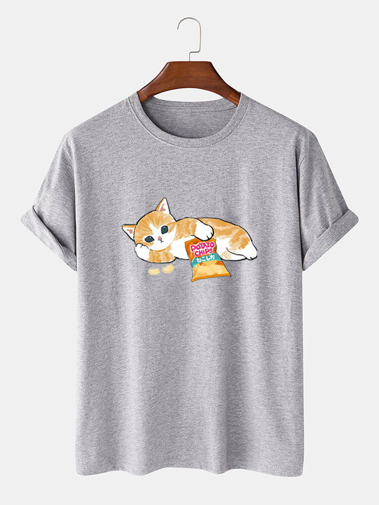 Schattige Kat Print T-Shirt