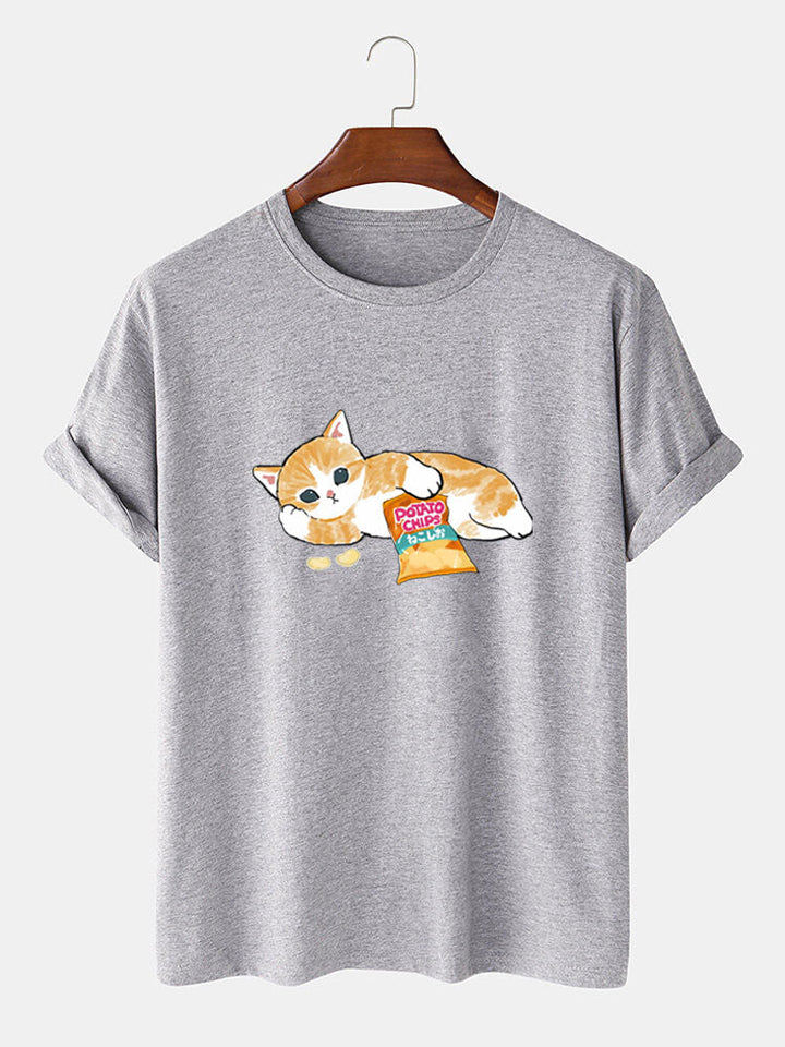 Schattige Kat Print T-Shirt