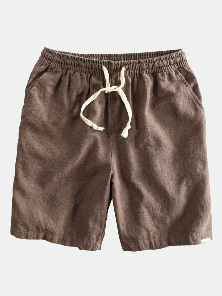 Linnen Rayon Mix Knopsluiting Shirt & Linnen Katoen Mix Touwsluiting Shorts