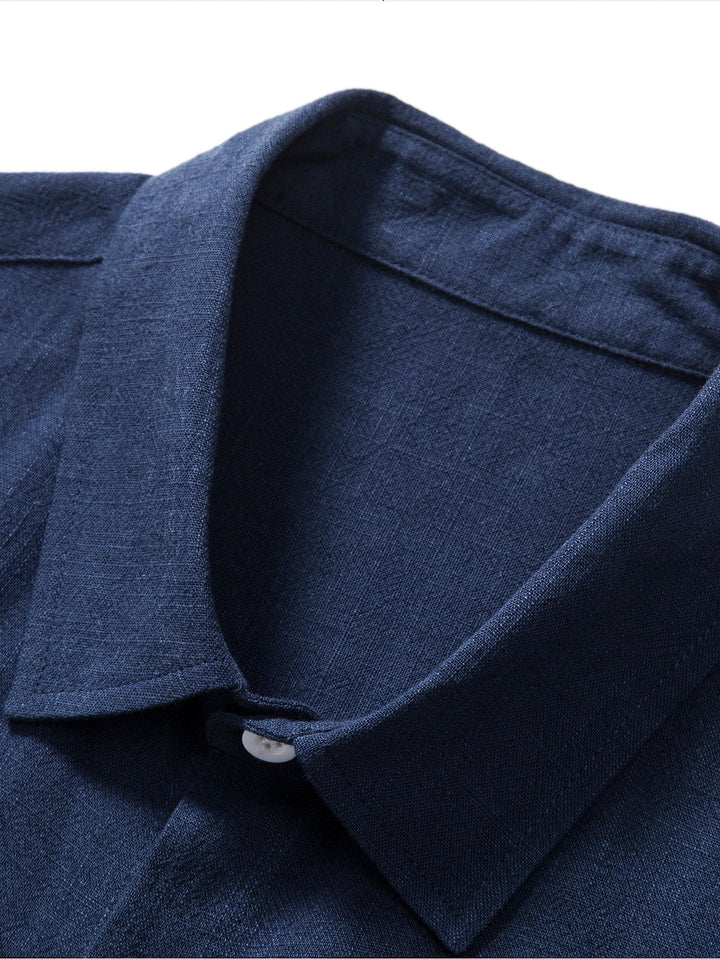 Linnen Rayon Mix Knop-Up Shirt