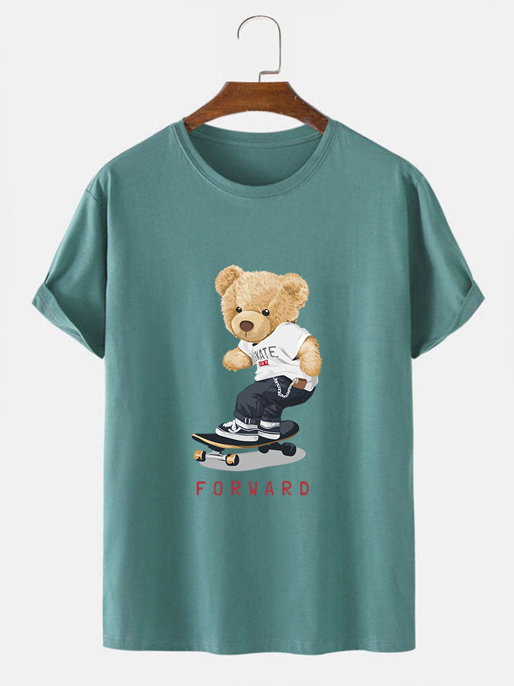 Beer Op Skateboard Print T-Shirt