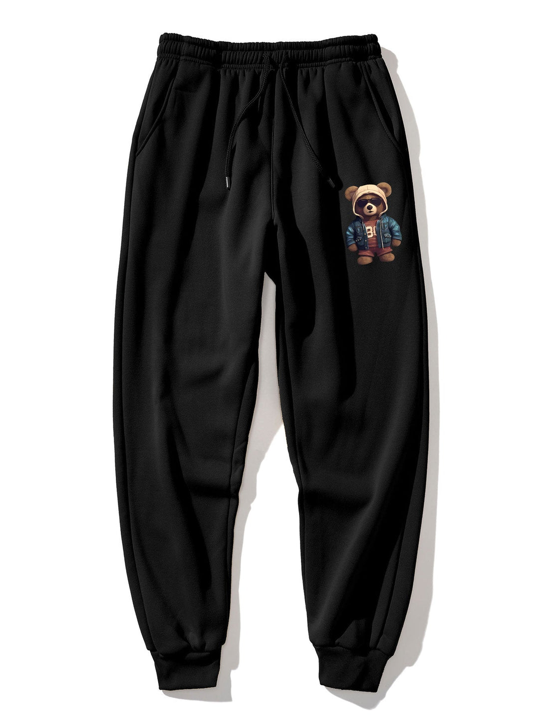 Bear In Leather Jacket Print Hoodie & Jogger Pants