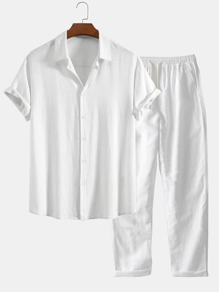 Linen Rayon Shirt & Straight-Leg Linen Pants