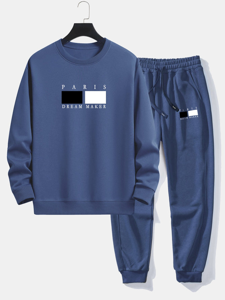 Paris Dream Maker Print Relax Fit Crew Neck Sweatshirt & Joggingbroek