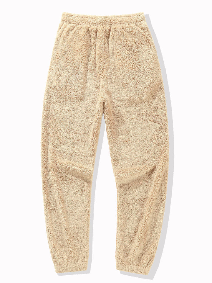 Beren Geborduurd Patch Teddy Hoodie & Teddy Jogger Broek