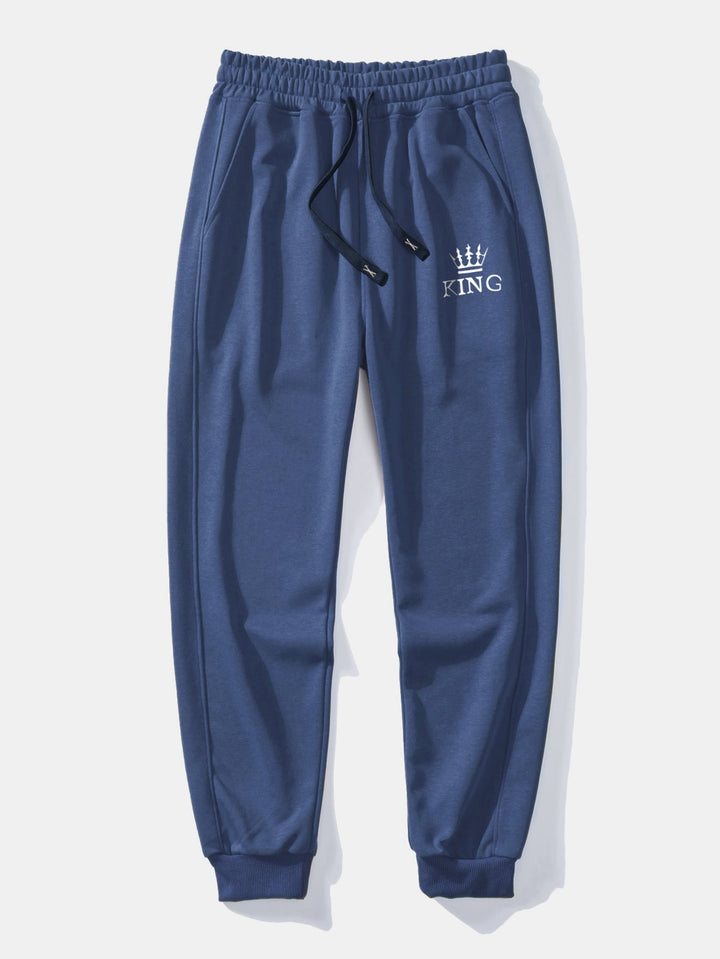 King Crown Print Relax Fit Crew Neck Sweatshirt & Joggingbroek