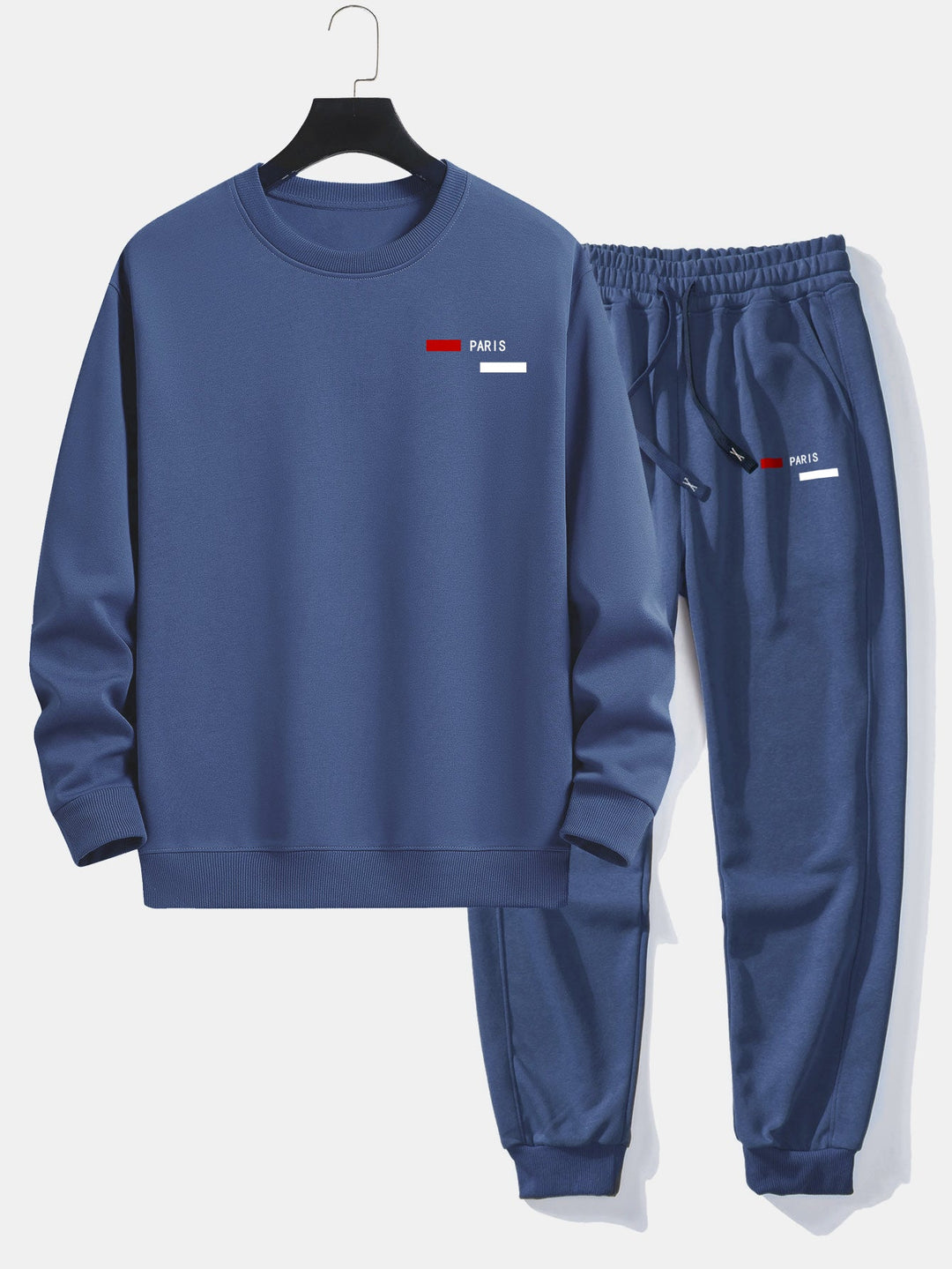 Paris Stripe Print Relax Fit Crew Neck Sweatshirt & Joggingbroek