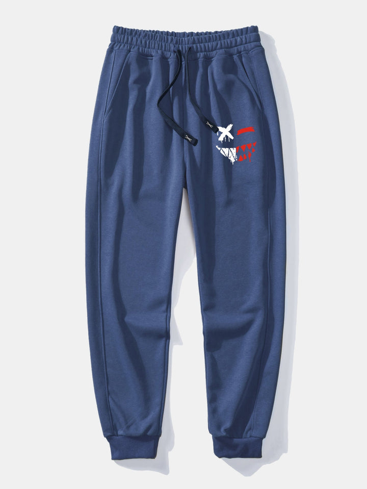 Oplosbare Evil Smiley Face Print Relax Fit Hoodie & Joggingbroek