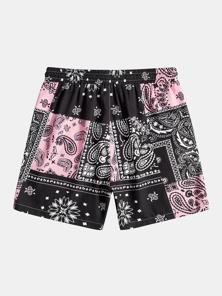 Paisley Print Knop-Up Shirt #Willekeurig Patroon Ontwerp# & Shorts