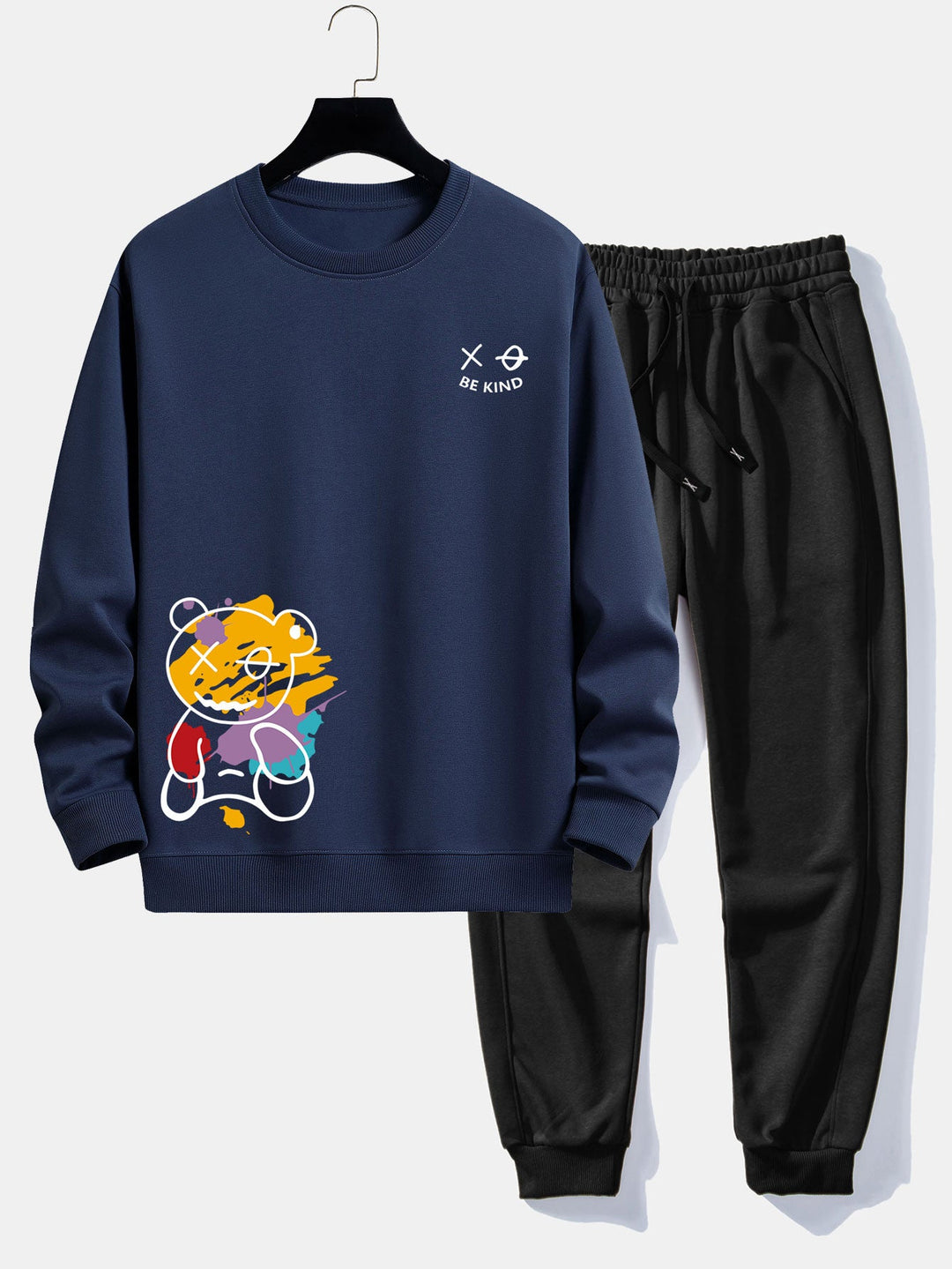 Graffiti Bear Print Relax Fit Sweatshirt & Joggingbroek