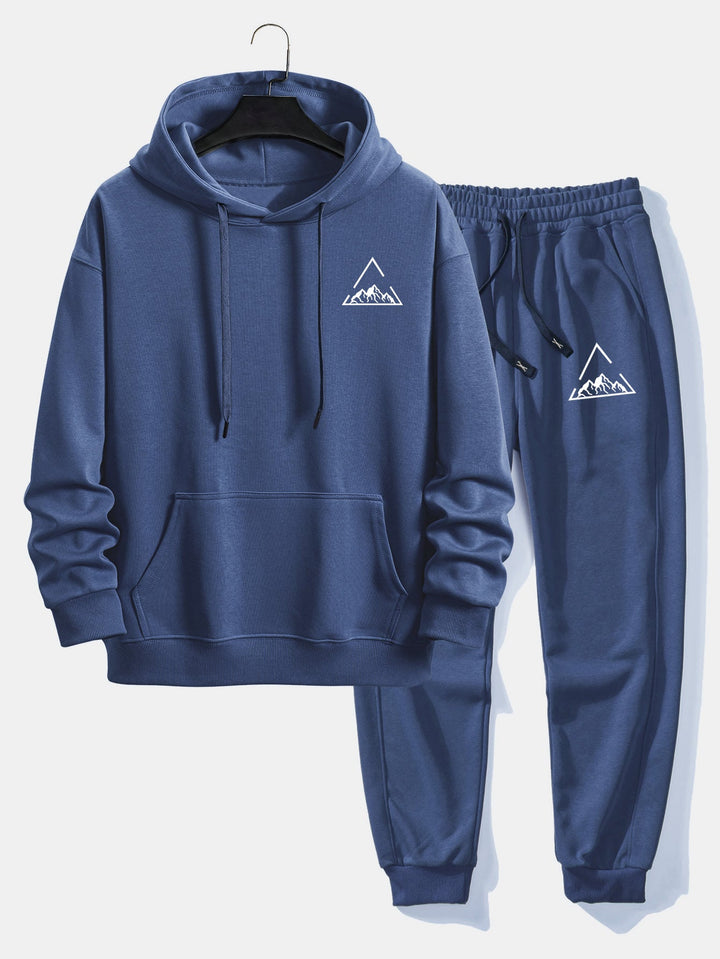 Triangle Mountain Print Relax Fit Hoodie & Joggingbroek