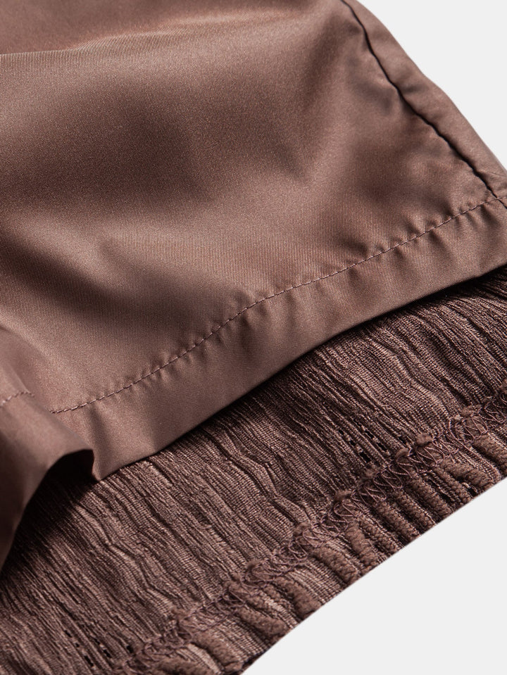 Geometrisch Jacquard Cubaanse Shirt & Textuur Shorts Met Voering