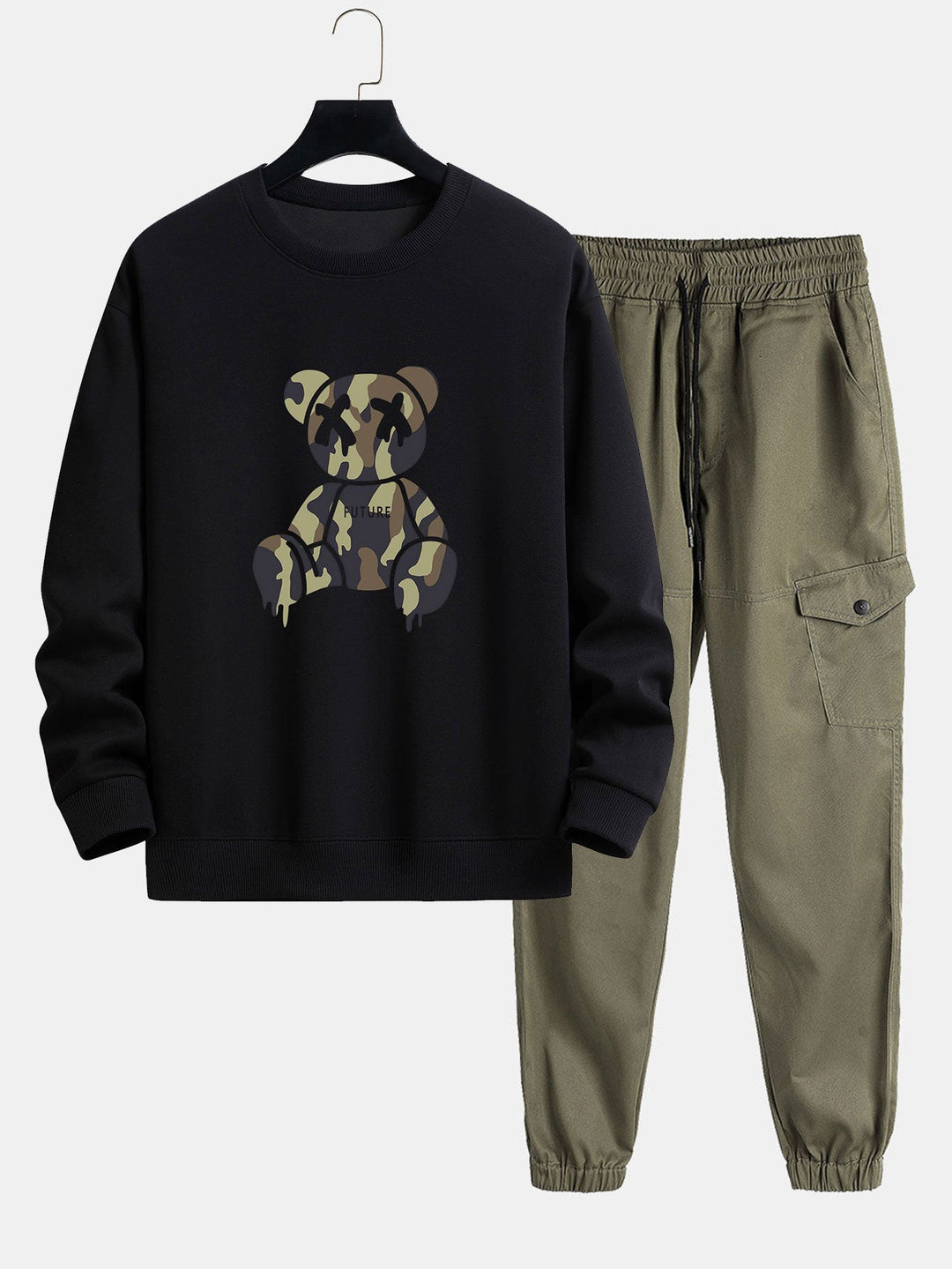 Camouflage Oplosbare Beerprint Relax Fit Sweatshirt & Chino Cargo Jogger Broek