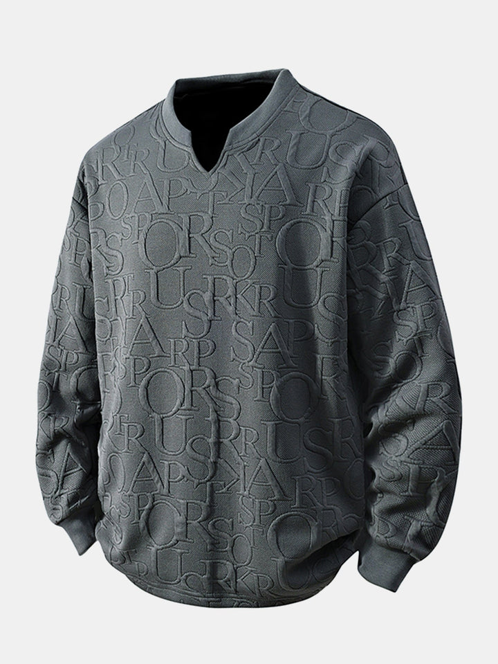 Letter Jacquard V-neck T-shirt