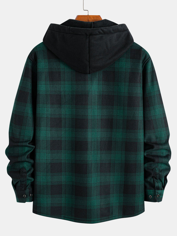 Flanellen fleece gevoerde capuchontrui met zakken