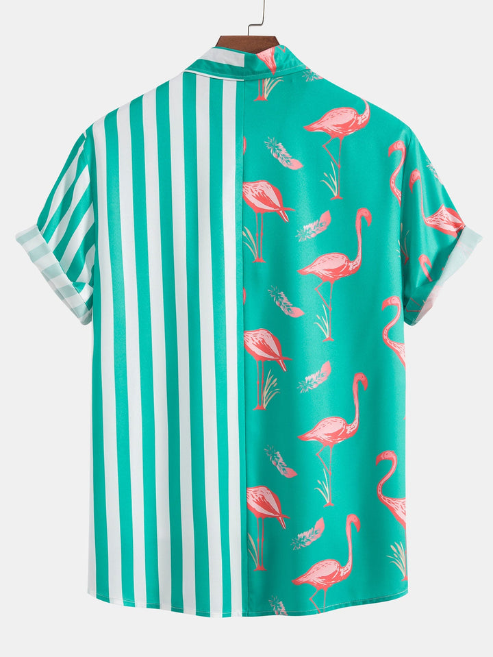 Flamingo Stripe Paneel Shirt & Zwemshorts