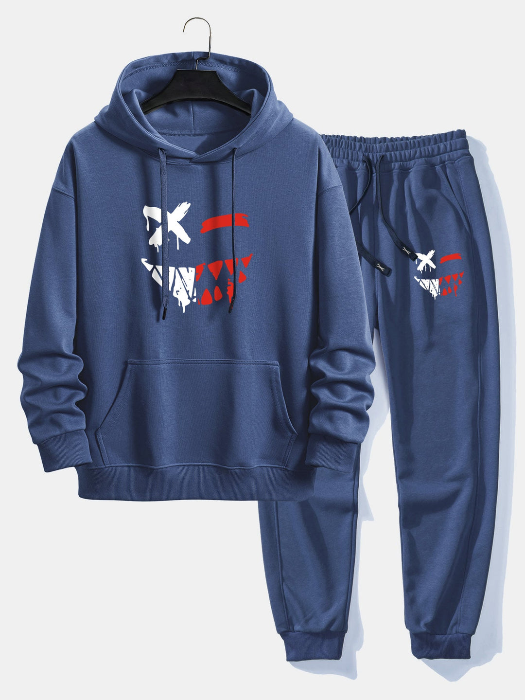 Oplosbare Evil Smiley Face Print Relax Fit Hoodie & Joggingbroek