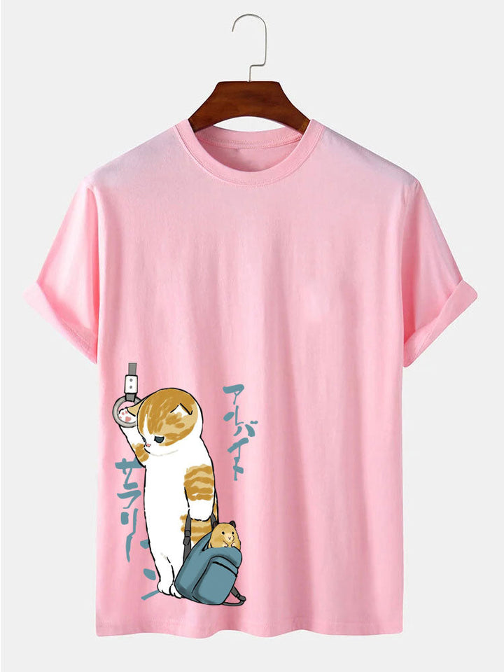 Japanse Schattige Kat Print T-Shirt