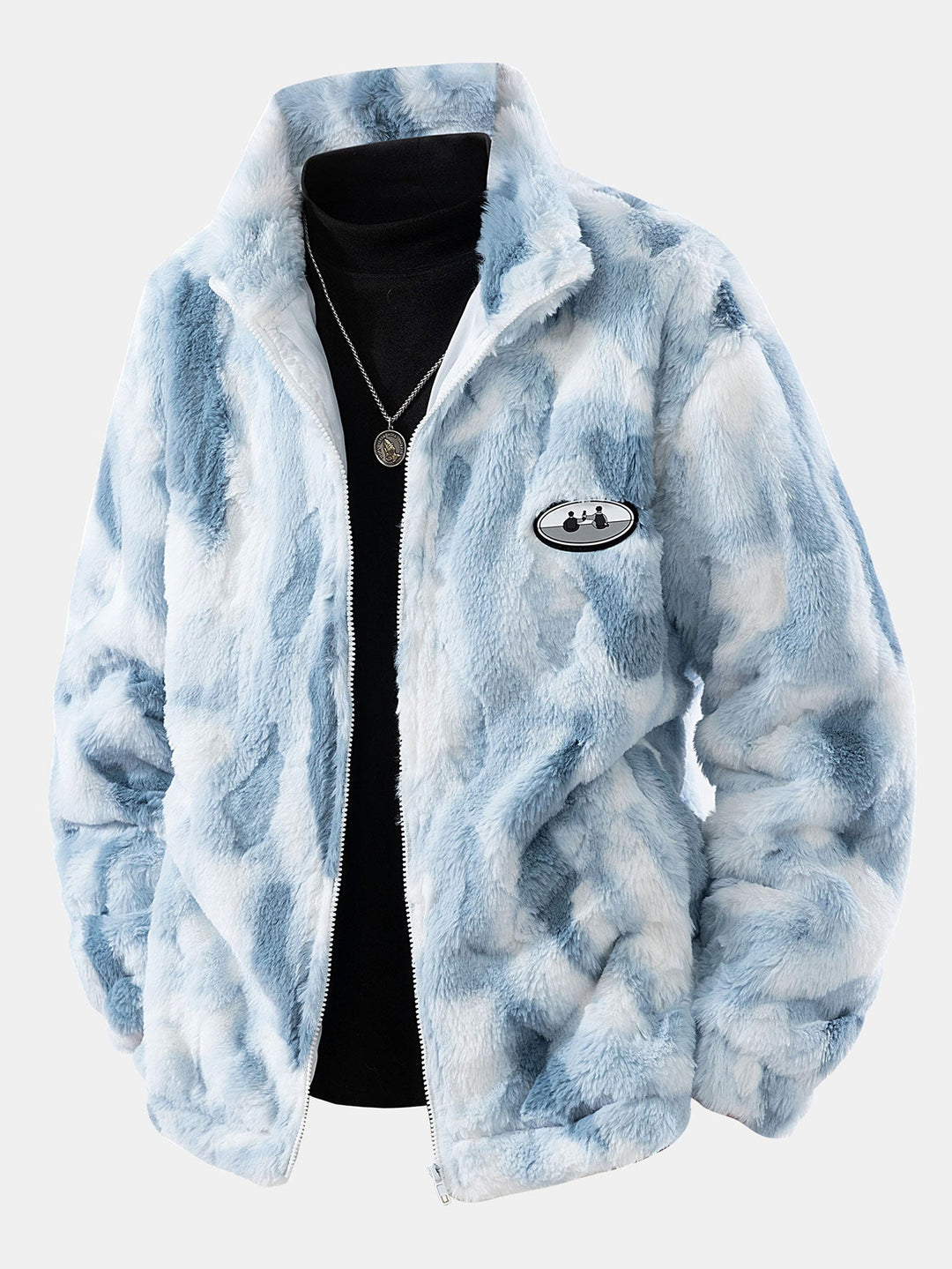 Faux fur coat with zipper closure