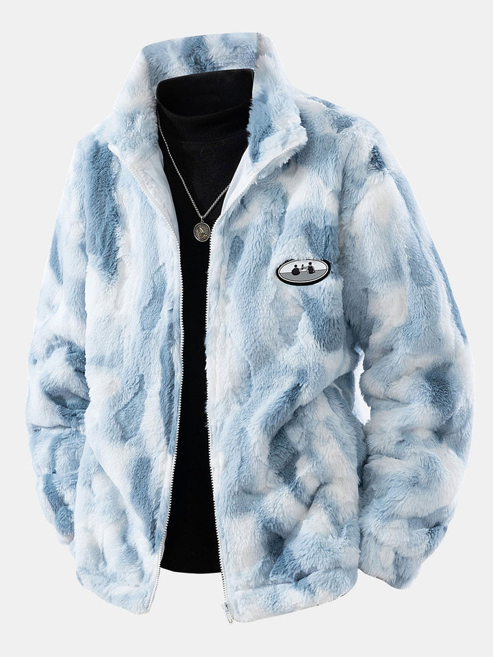Faux fur coat with zipper closure