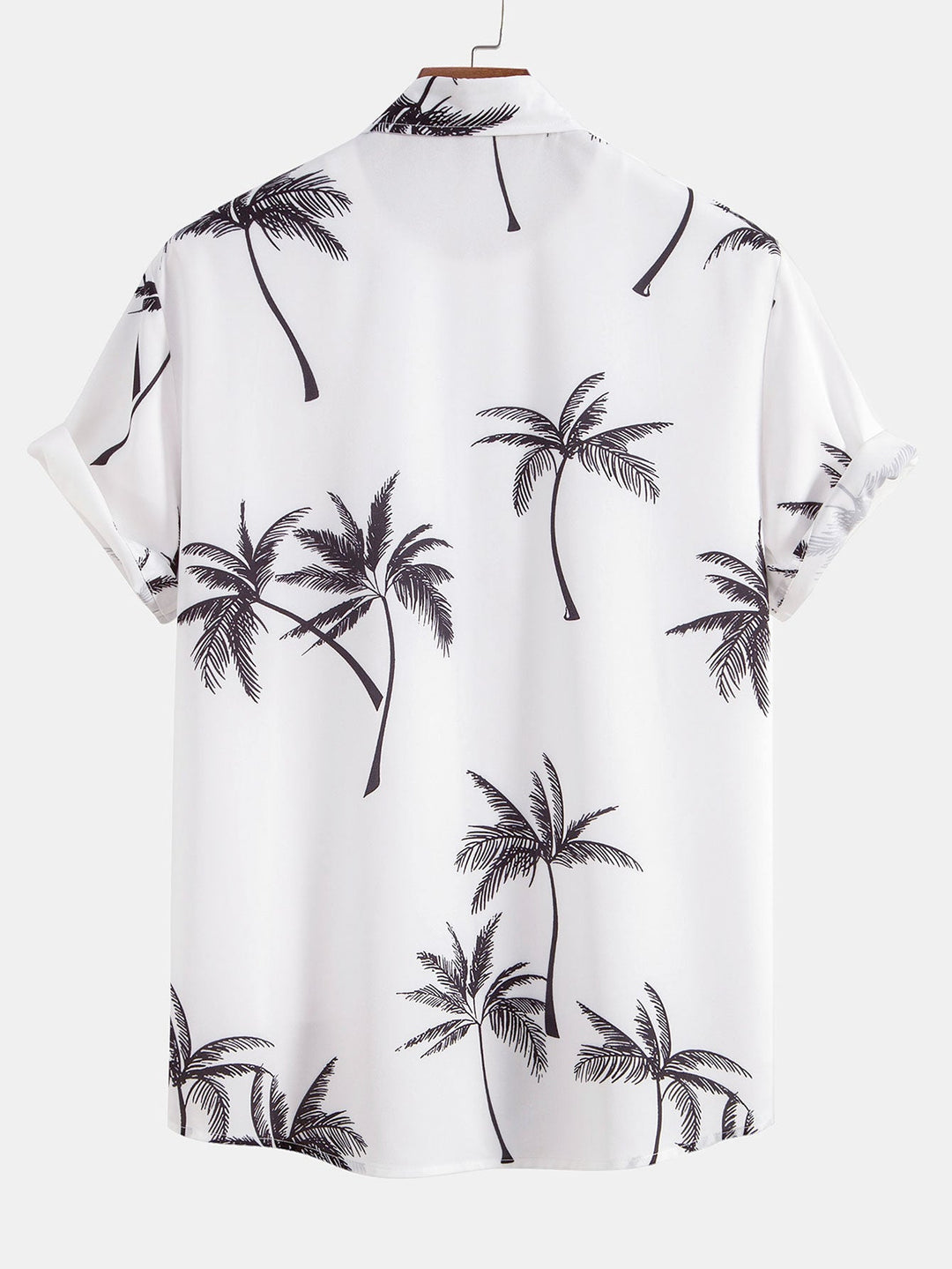 Palm Tree Print Button-Down Shirt & Striped Swim Shorts