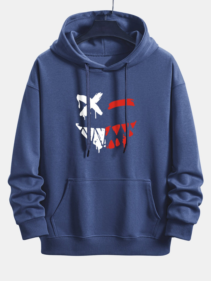 Oplosbare Evil Smiley Face Print Relax Fit Hoodie & Joggingbroek