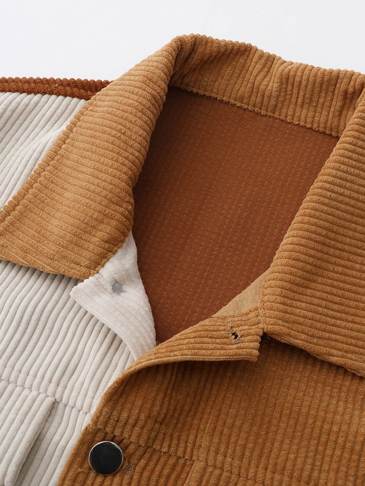 Kleur Blok Corduroy Jas