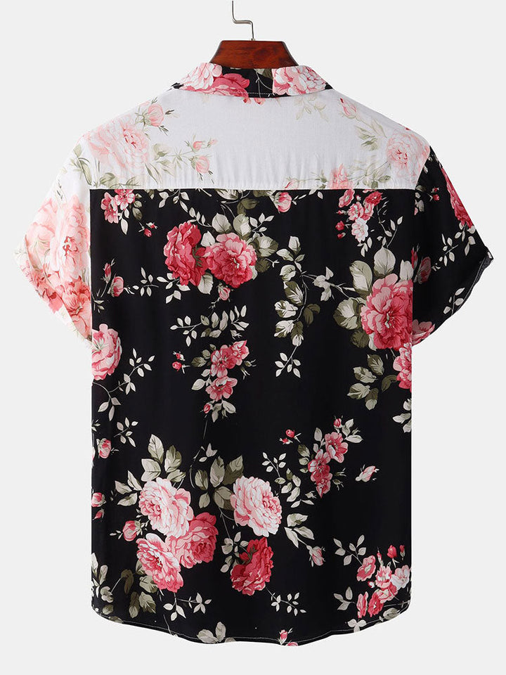 Twee Kleurige Bloemenprint Shirt & Zwemshorts