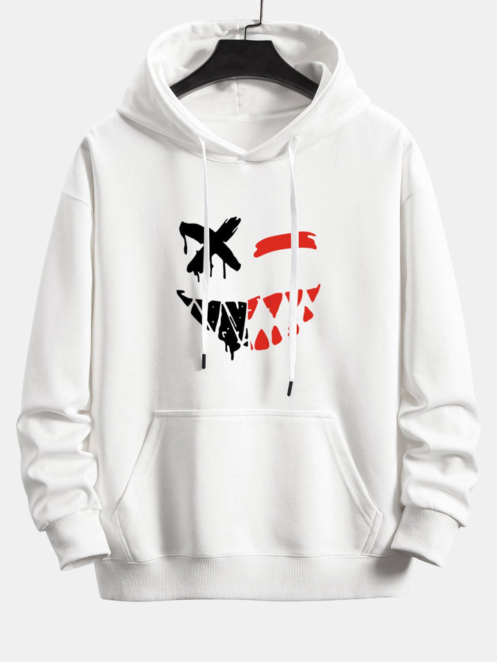 Oplosbare Evil Smiley Face Print Relax Fit Hoodie & Joggingbroek
