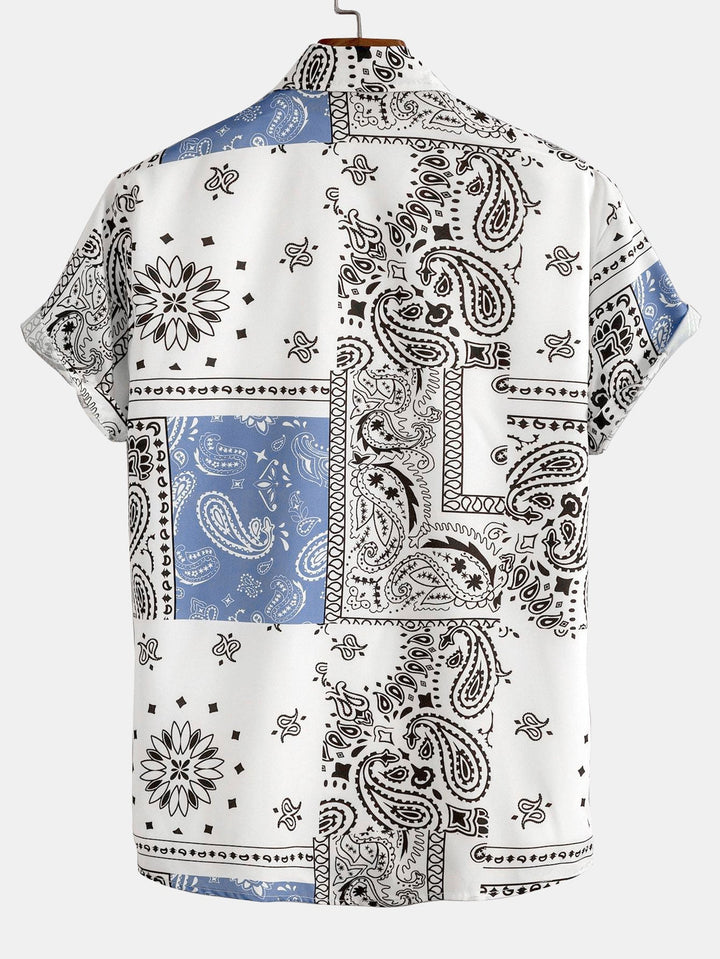 Paisley Print Knop-Up Shirt #Willekeurig Patroon Ontwerp# & Shorts