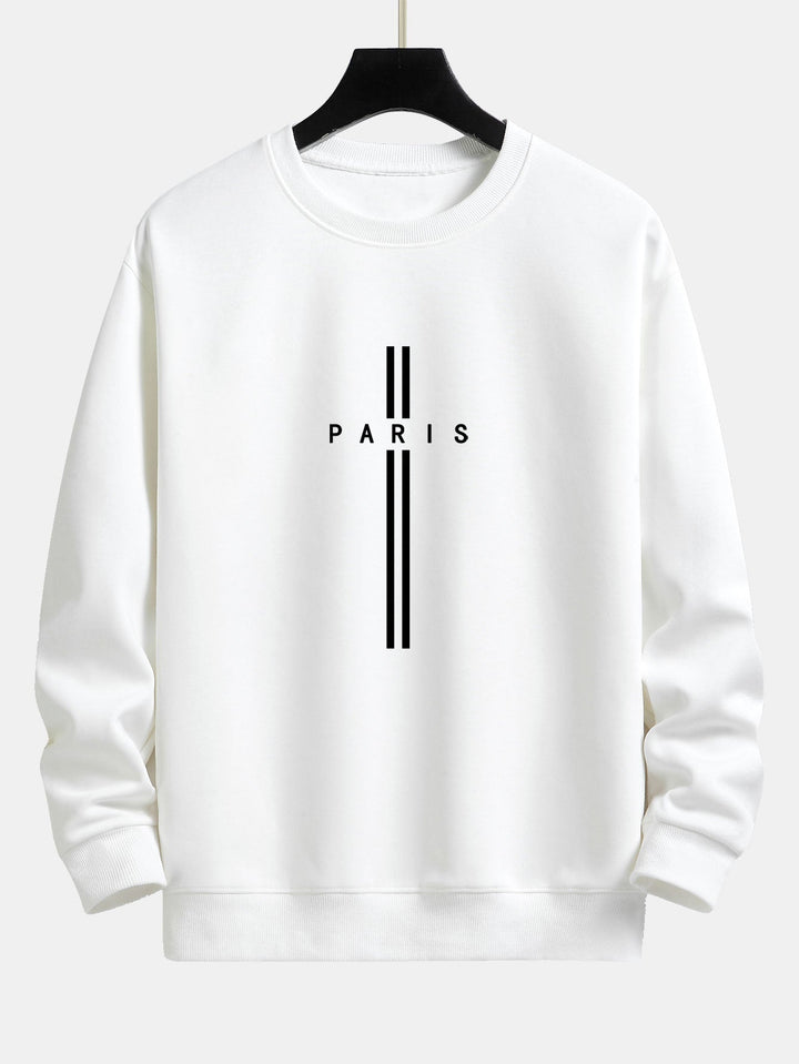 Paris Stripe Print Relax Fit Crew Neck Sweatshirt & Joggingbroek