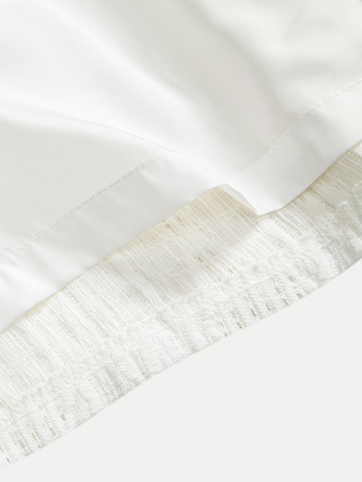 Geometrisch Jacquard Cubaanse Shirt & Textuur Shorts Met Voering