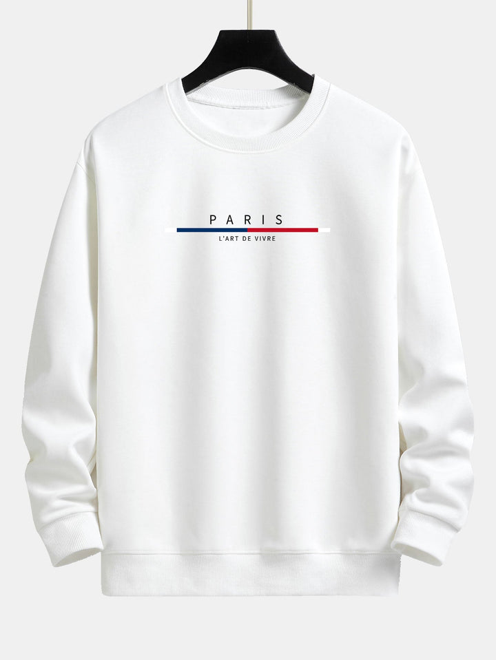 Paris Stripe Print Relax Fit Crew Neck Sweatshirt & Joggingbroek