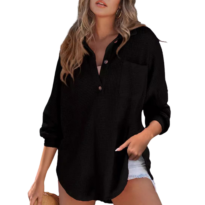 Kathryn™ – Casual Lightweight Button V Neck Tunic Blouse