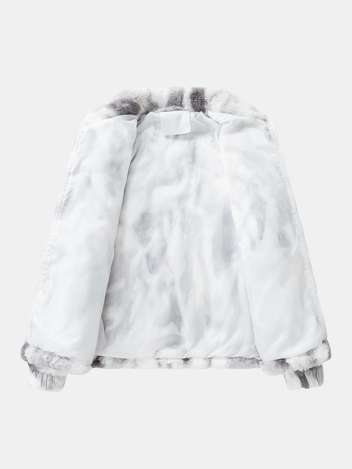 Faux fur coat with zipper closure