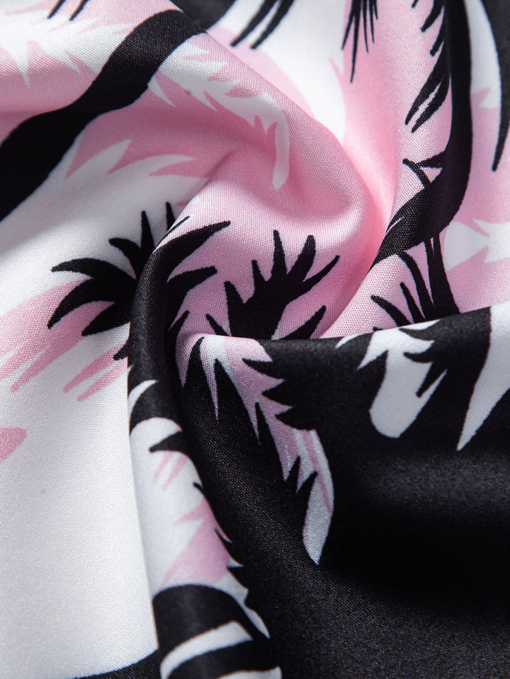 Palm Tree Button-Down Shirt & Swim Shorts
