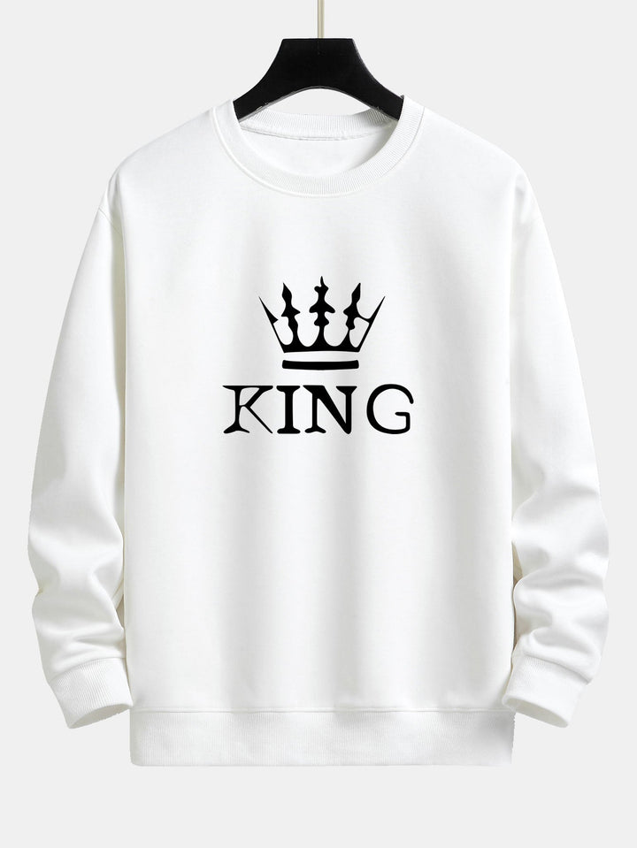 King Crown Print Relax Fit Crew Neck Sweatshirt & Joggingbroek