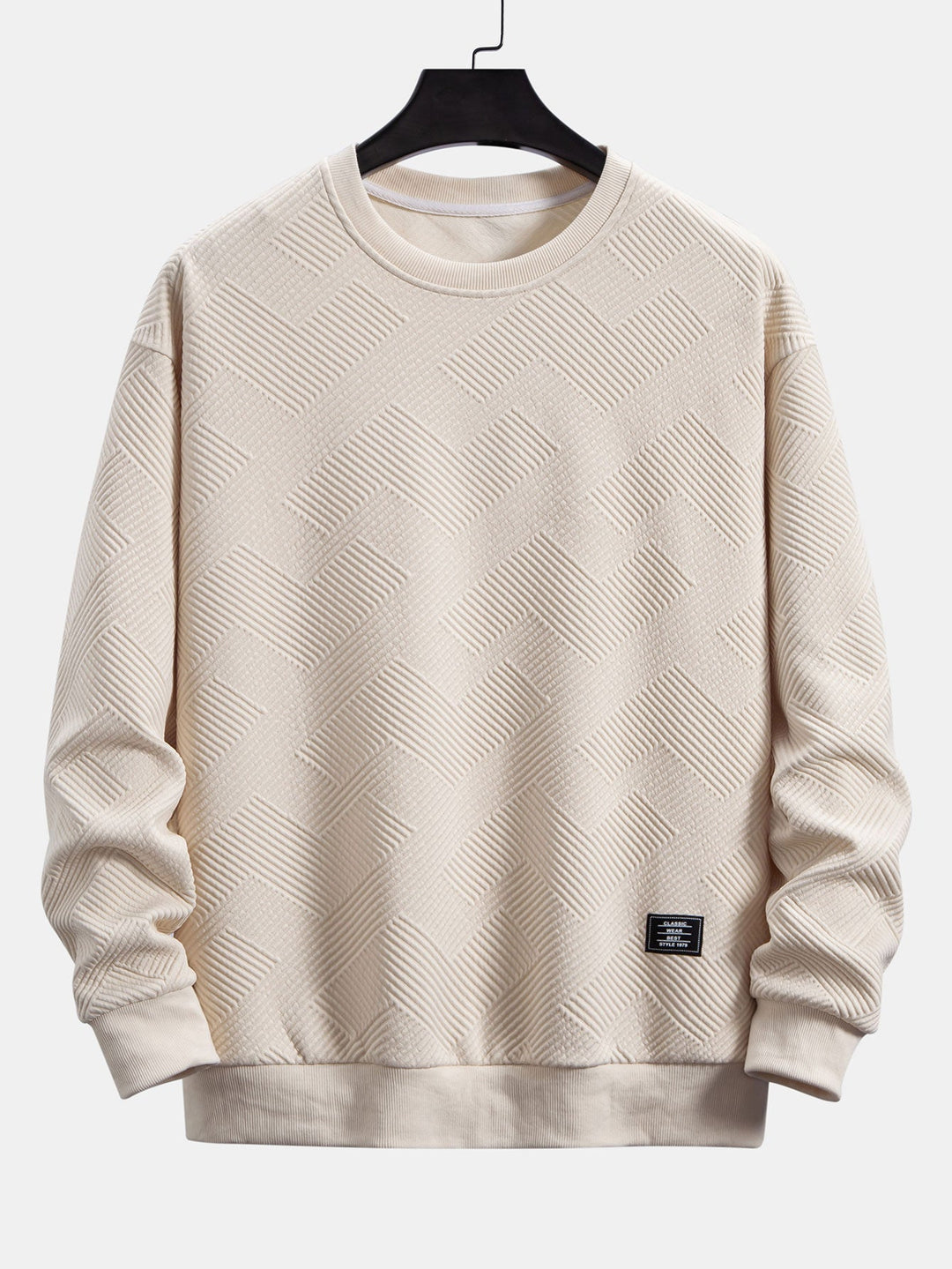 Relax Fit Geometrisch Gestreept Sweatshirt & Trekkoord Corduroy Cargo Jogger Broek