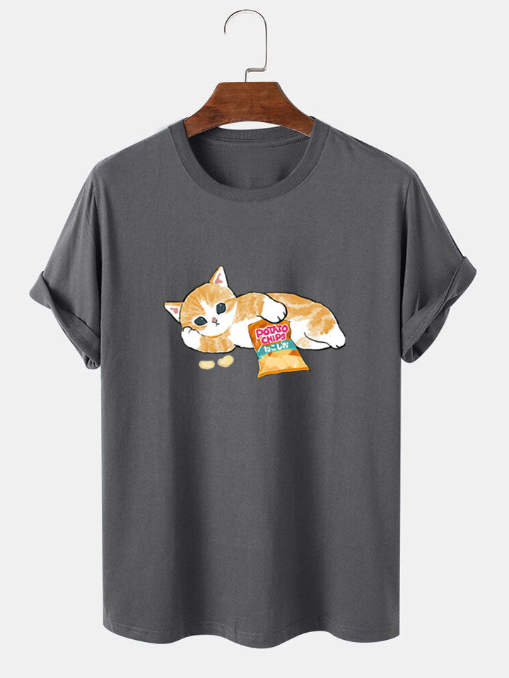 Schattige Kat Print T-Shirt