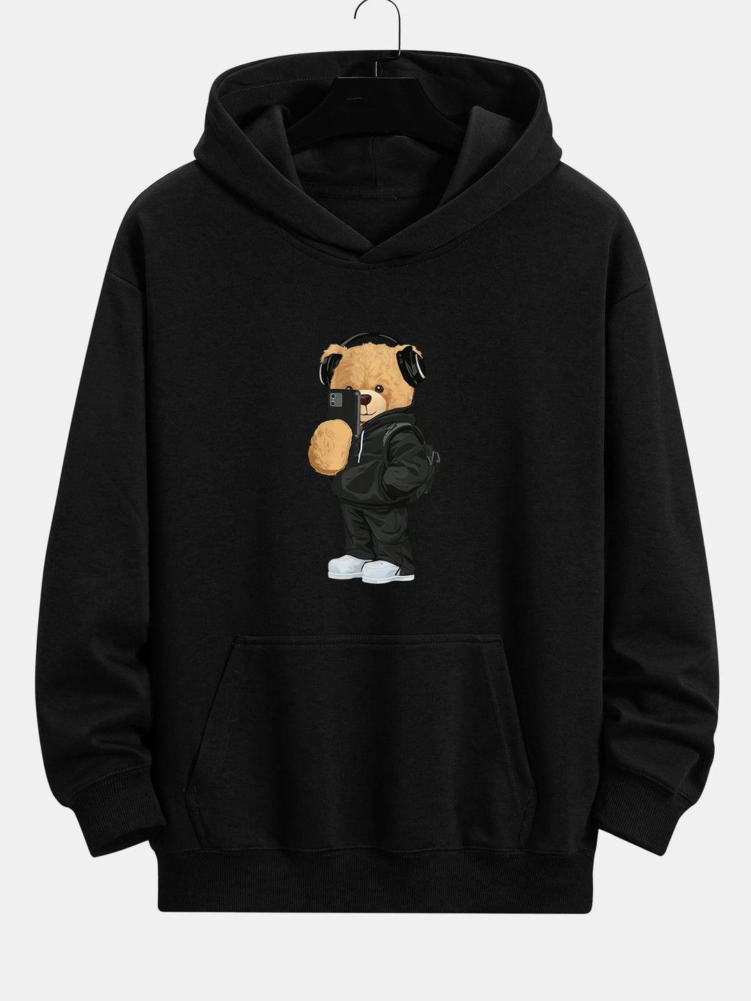 Fashion Bear Foto Print Relax Fit Hoodie & Rechte Pijpen Corduroy Broek