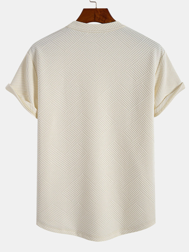 Korte Mouwen Streep Jacquard Boog Hem T-Shirt